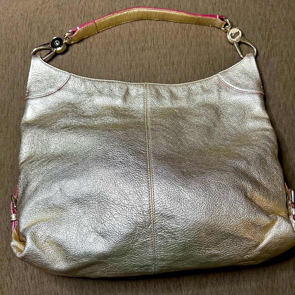 Dooney & Bourke Pebbled Leather Metallic Gold Handbag